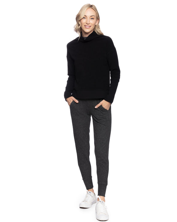 Andrea Fleece Mock Phantom Black